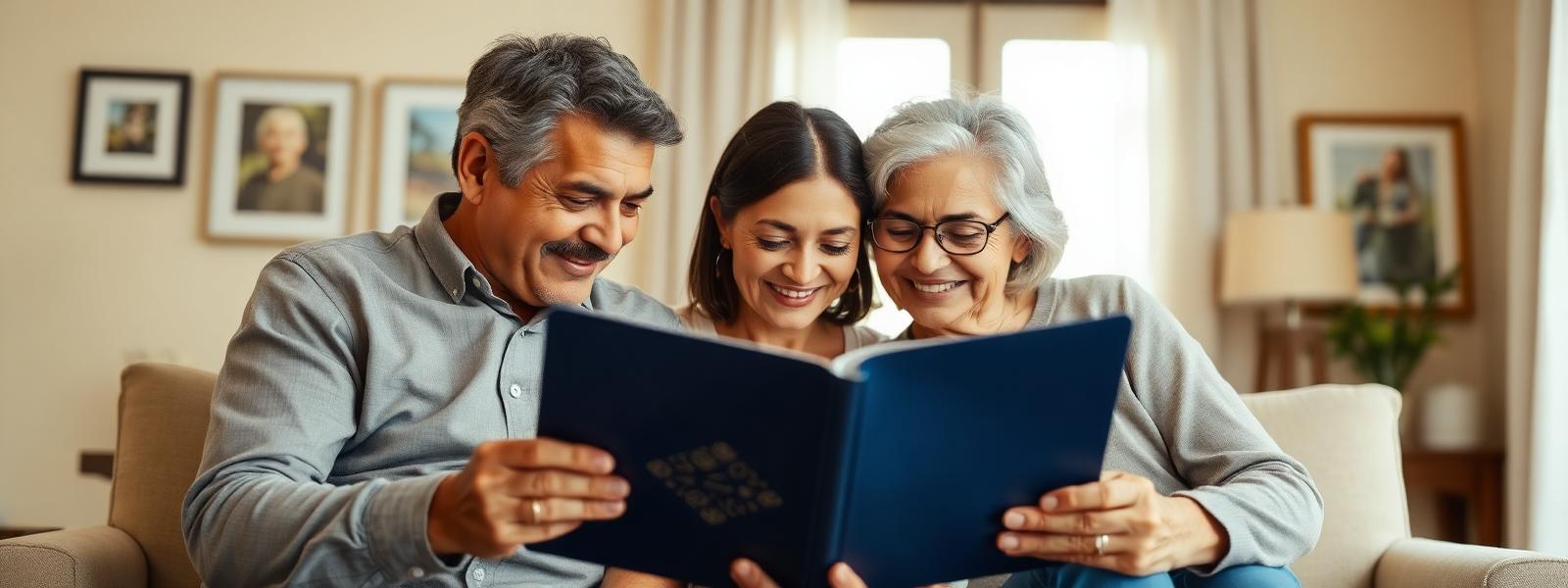 Familia revisando su plan de protección